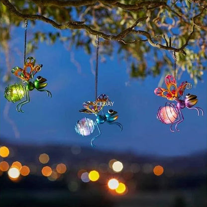 Waterproof, Solar, Iron Insect Statue w/LED Fairy-Light, Outside-Decor