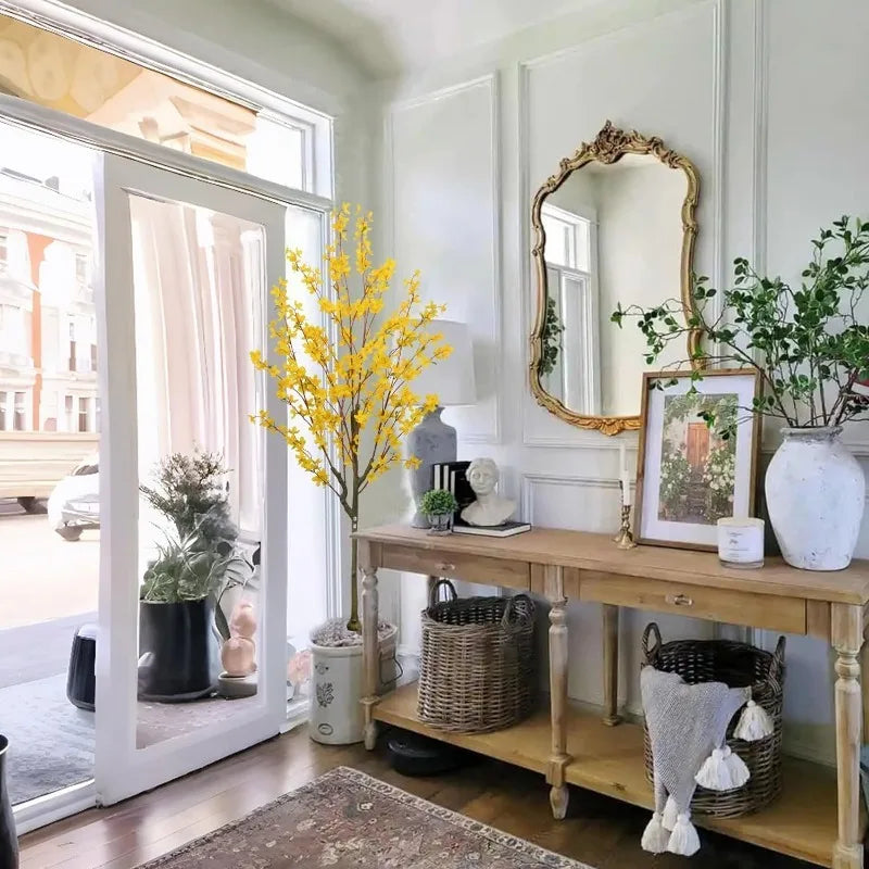 Indoor, Yellow 5' Silk Wisteria Tree with Planter