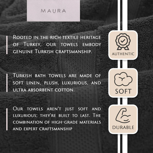 4-Piece Thick & Plush Turkish Bath Towel-Set: Oversized Luxury ,Ultra-Soft & Highly Absorbent, Premium Cotton