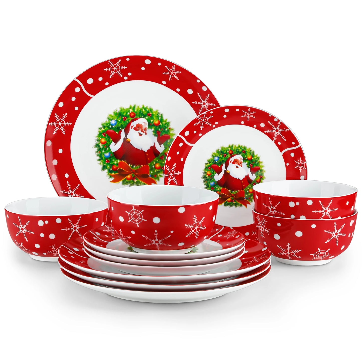 30PCS Christmas {Santa Claus} Dinnerware-Set, Dinnerware Plate/Dessert/Soup Plate/Mug