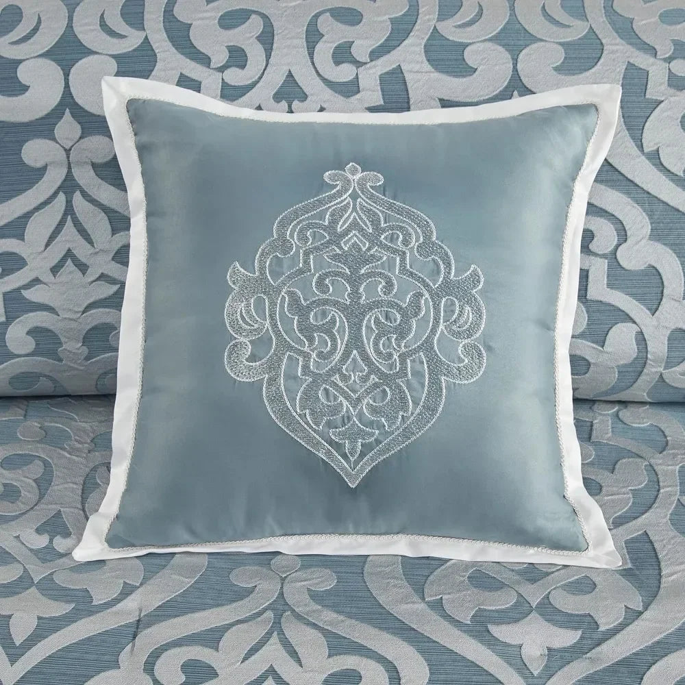 All Season, Down Alternative, King Comforter Set, Jacquard Damask Medallion Design