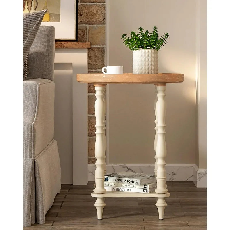 French Country, Accent End-Table, Distressed-Wood