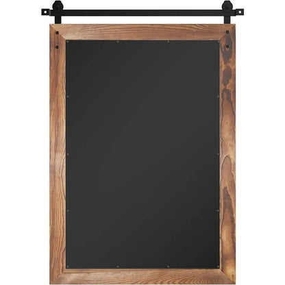 Farmhouse-Barn Door-Mirror, 30" x 21", Rustic, Wood-Framed-Mirror for Bathroom or Wall-Decor