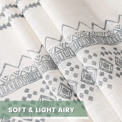 84 Inches Long, Light Filtering, Cotton Muslin Boho Curtains