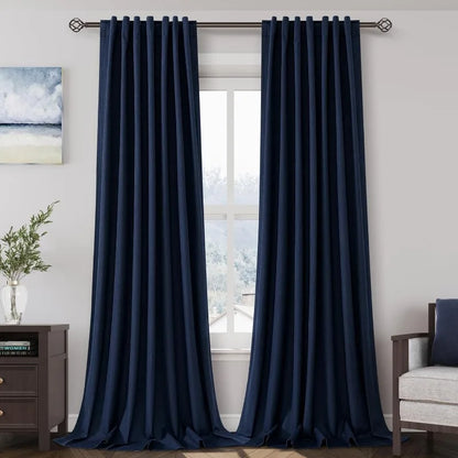 Thermal Insulated 100% Blackout Linen Drapes, Pleated Look