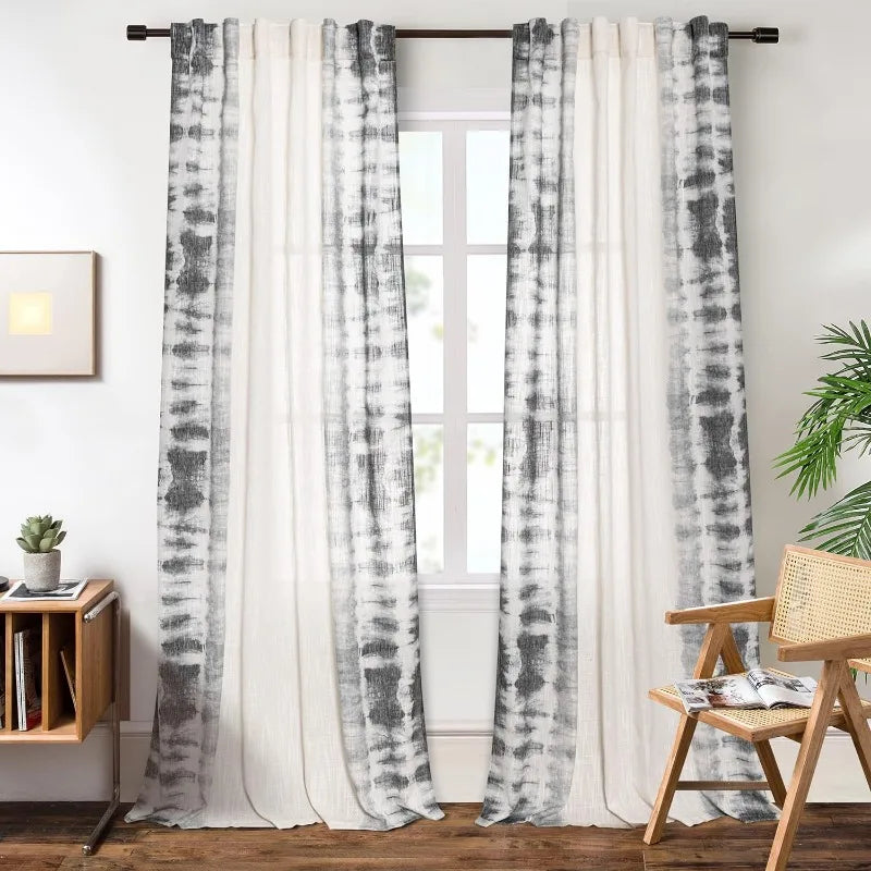 84 Inches Long, Light Filtering, Cotton Muslin Boho Curtains