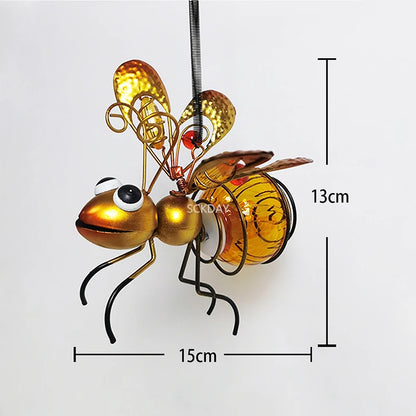 Waterproof, Solar, Iron Insect Statue w/LED Fairy-Light, Outside-Decor