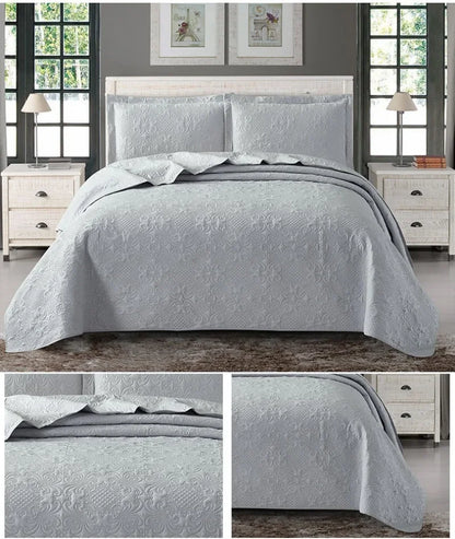 Luxury Quilted, Embossed , Bedspread, Bedsheet & Pillowcase, King Queen Size