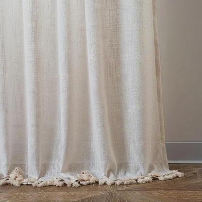 84 Inches Long, Light Filtering, Cotton Muslin Boho Curtains