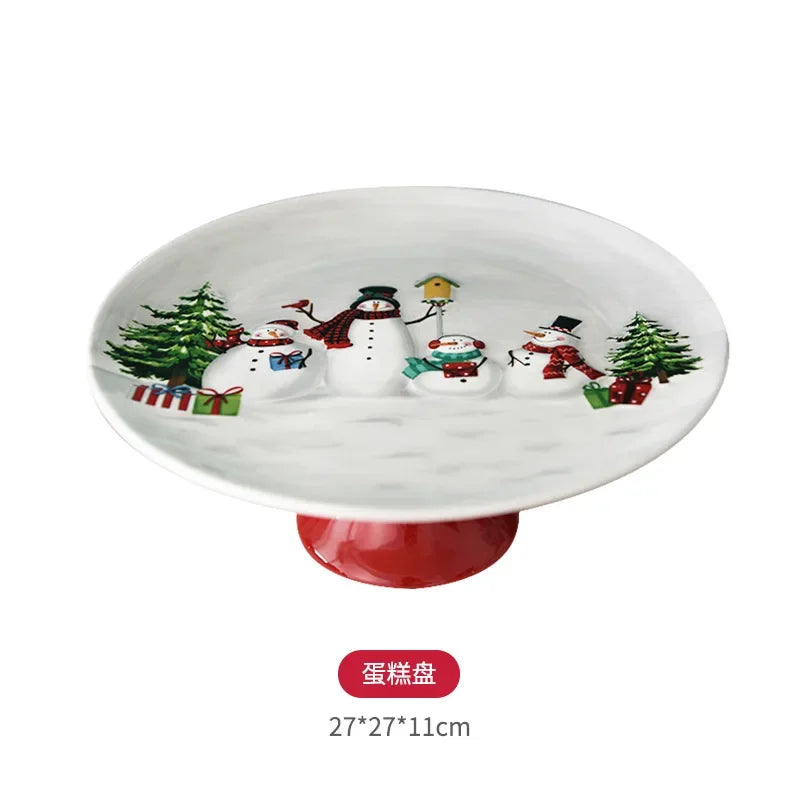 Christmas Snowman Plate & Various Serving Dishes/Teapot Set