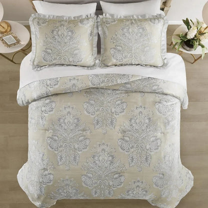 2 Shams & Bed skirt Bed Linen Set Jacquard Floral Medallion Comforter Sets Comforter Queen Bedding Home Freight free.