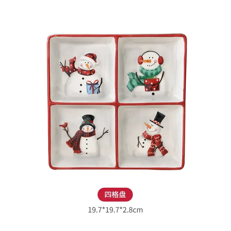 Christmas Snowman Plate & Various Serving Dishes/Teapot Set