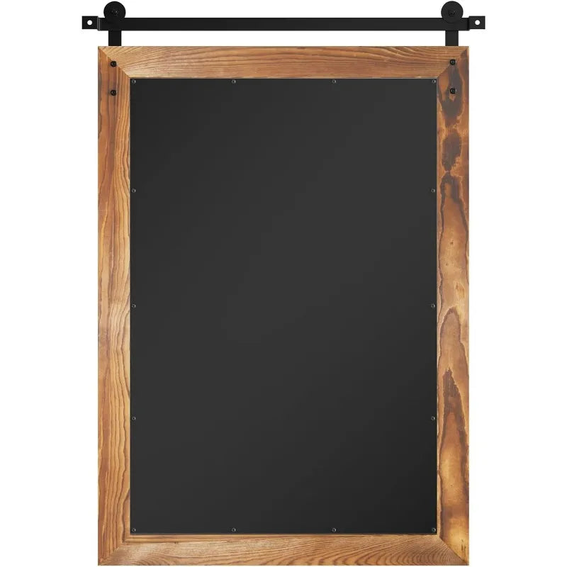 Farmhouse-Barn Door-Mirror, 30" x 21", Rustic, Wood-Framed-Mirror for Bathroom or Wall-Decor