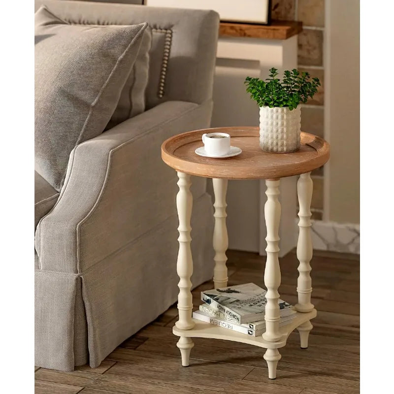 French Country, Accent End-Table, Distressed-Wood