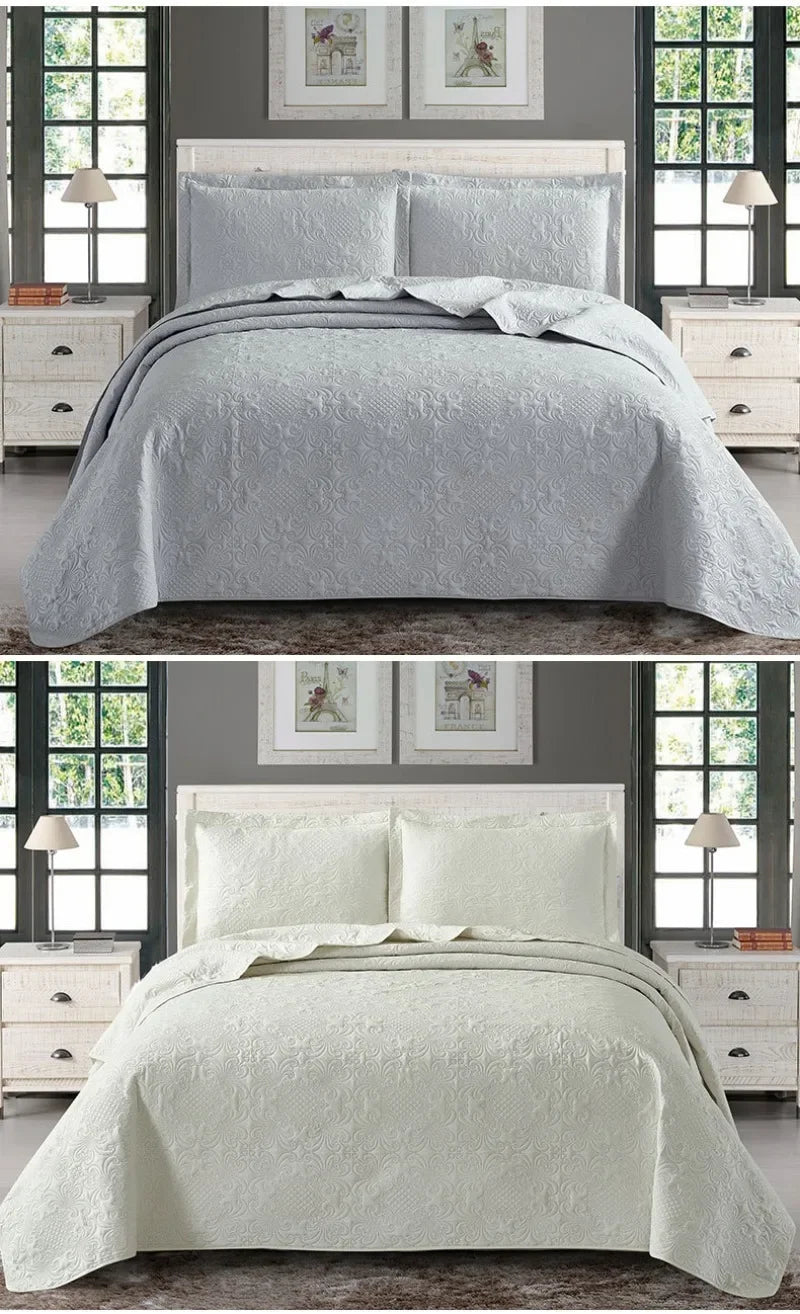 Luxury Quilted, Embossed , Bedspread, Bedsheet & Pillowcase, King Queen Size