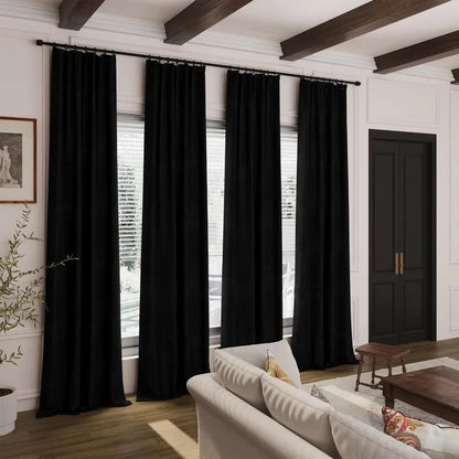 Thermal Insulated 100% Blackout Linen Drapes, Pleated Look