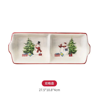 Christmas Snowman Plate & Various Serving Dishes/Teapot Set