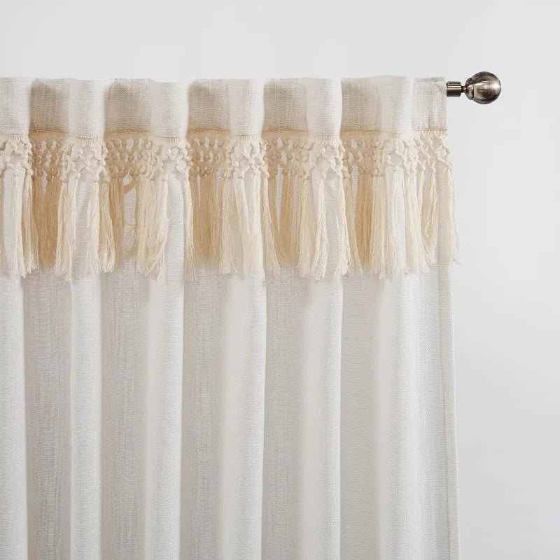 84 Inches Long, Light Filtering, Cotton Muslin Boho Curtains