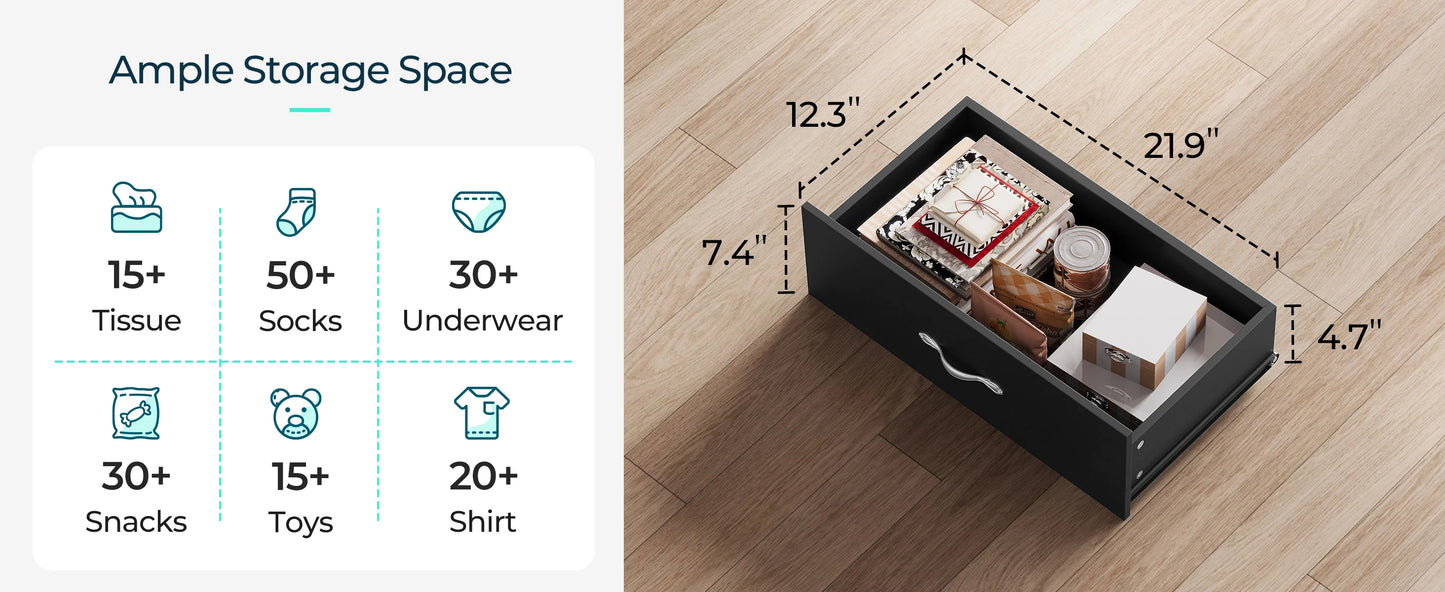 Wooden-Dresser w/ 5-Drawers, Tall-Closet-Storage-Organizer, Multi-Color-Choices