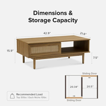 Farmhouse, Walnut-Wood, Coffee-Table, Mid-Century-Modern, Living Room