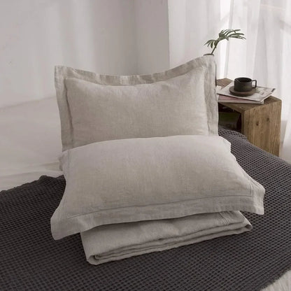 100%  Embroidery Washed Linen Duvet Cover  W/2 Pillow Shams