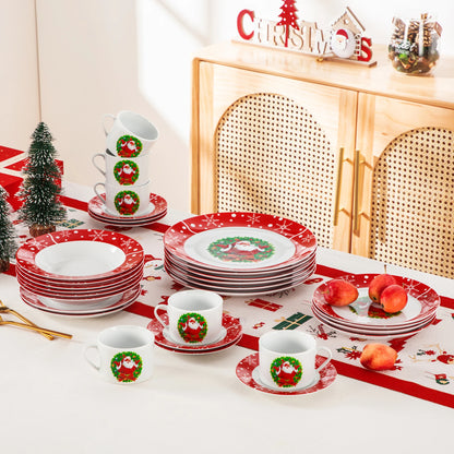 30PCS Christmas {Santa Claus} Dinnerware-Set, Dinnerware Plate/Dessert/Soup Plate/Mug