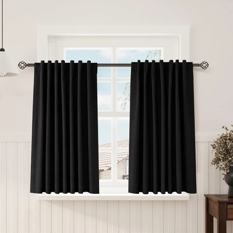 Thermal Insulated 100% Blackout Linen Drapes, Pleated Look