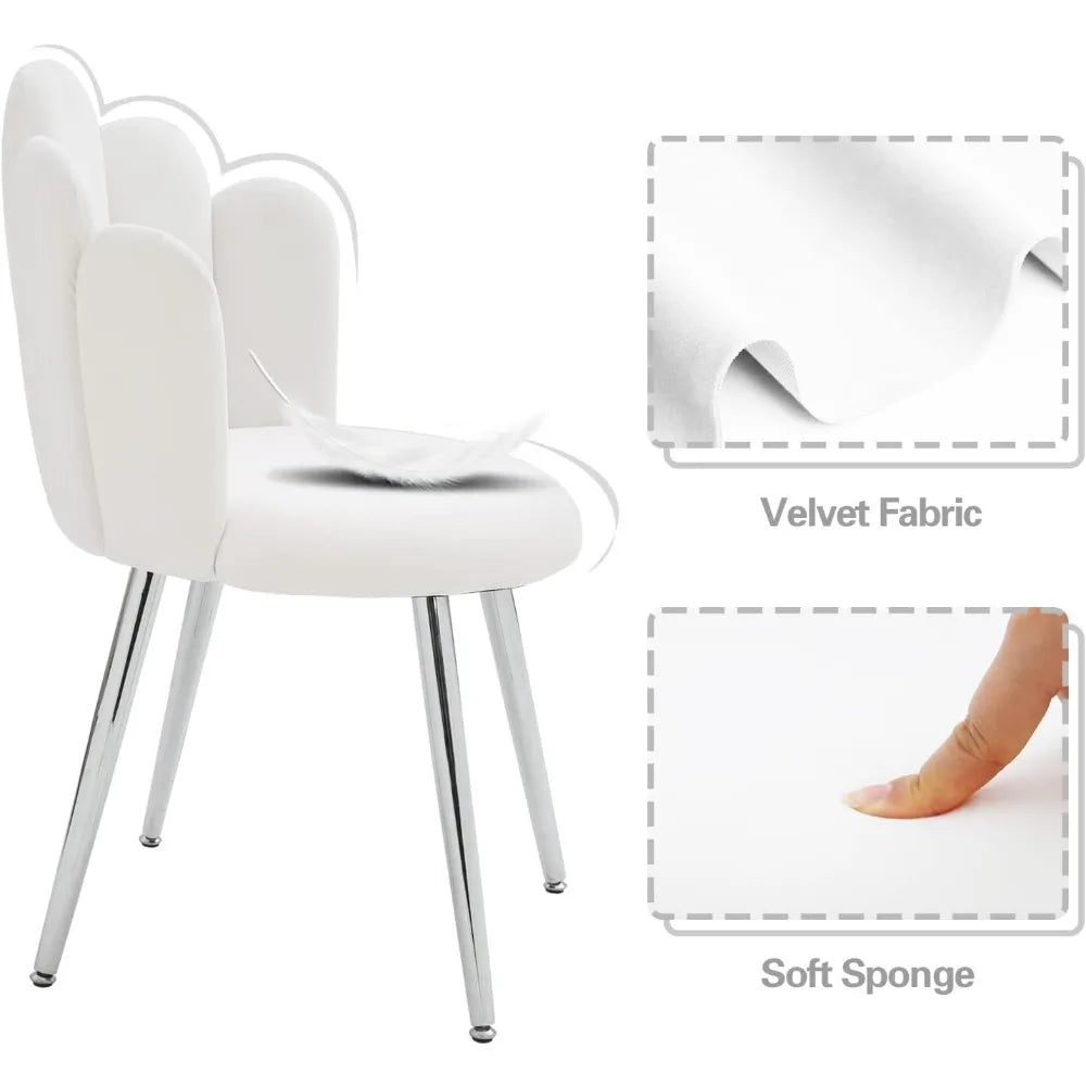 Velvet/Vanity-Chair, with Back-Support /Metal Legs