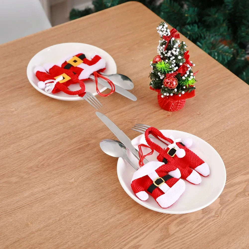 Festive Christmas Cutlery Holder/ 3 Sets of Skirt/Pant Bags