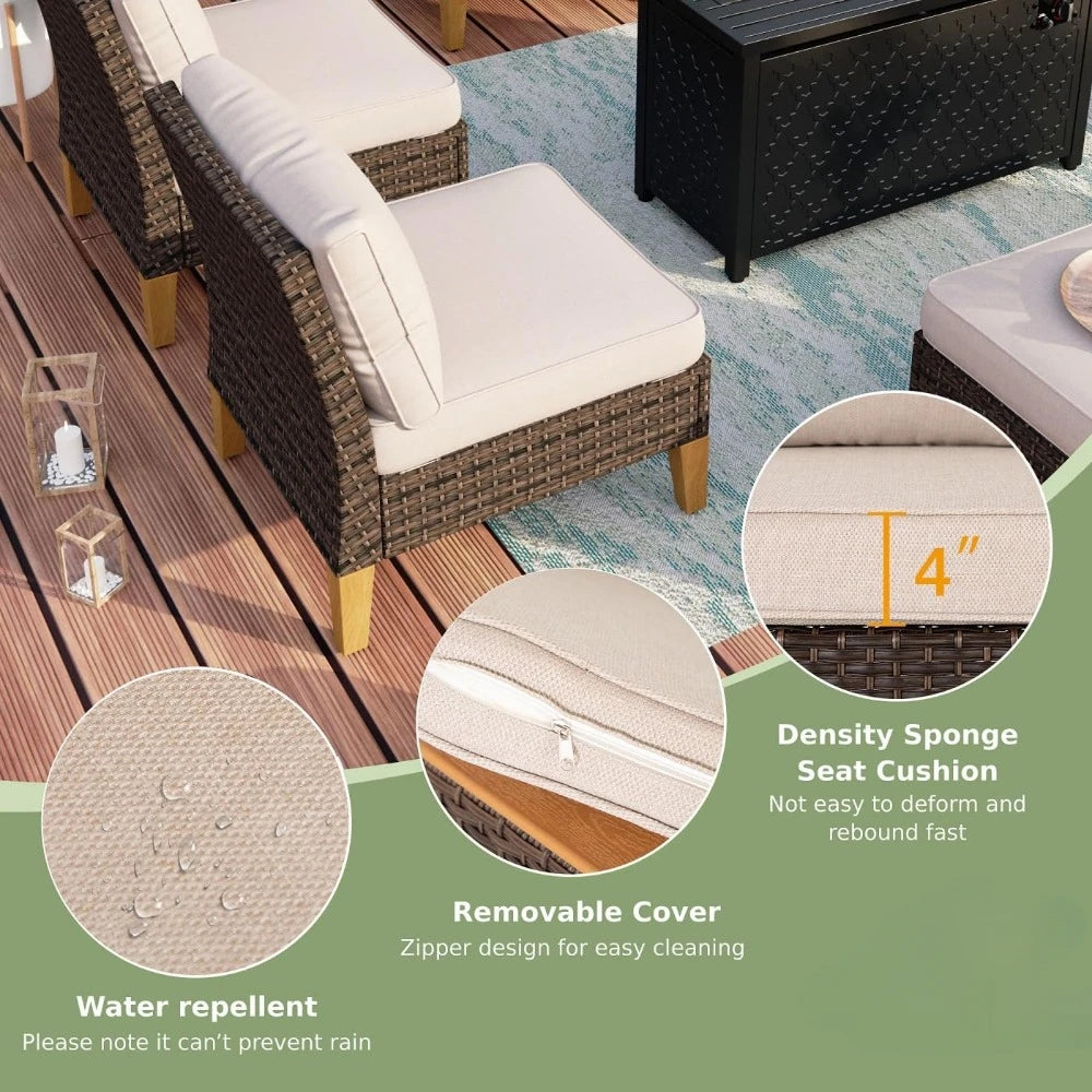 7-Piece Wicker, Outdoor/Patio Furniture-Sets, All-Weather Rattan