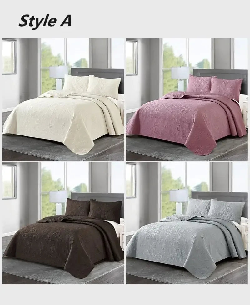 Luxury Quilted, Embossed , Bedspread, Bedsheet & Pillowcase, King Queen Size