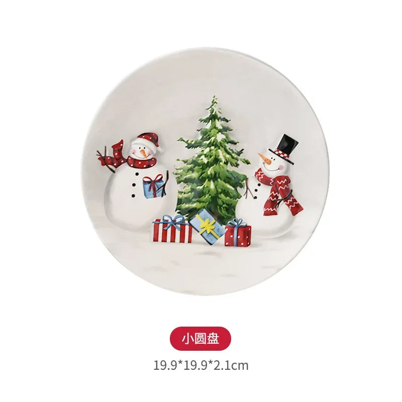 Christmas Snowman Plate & Various Serving Dishes/Teapot Set