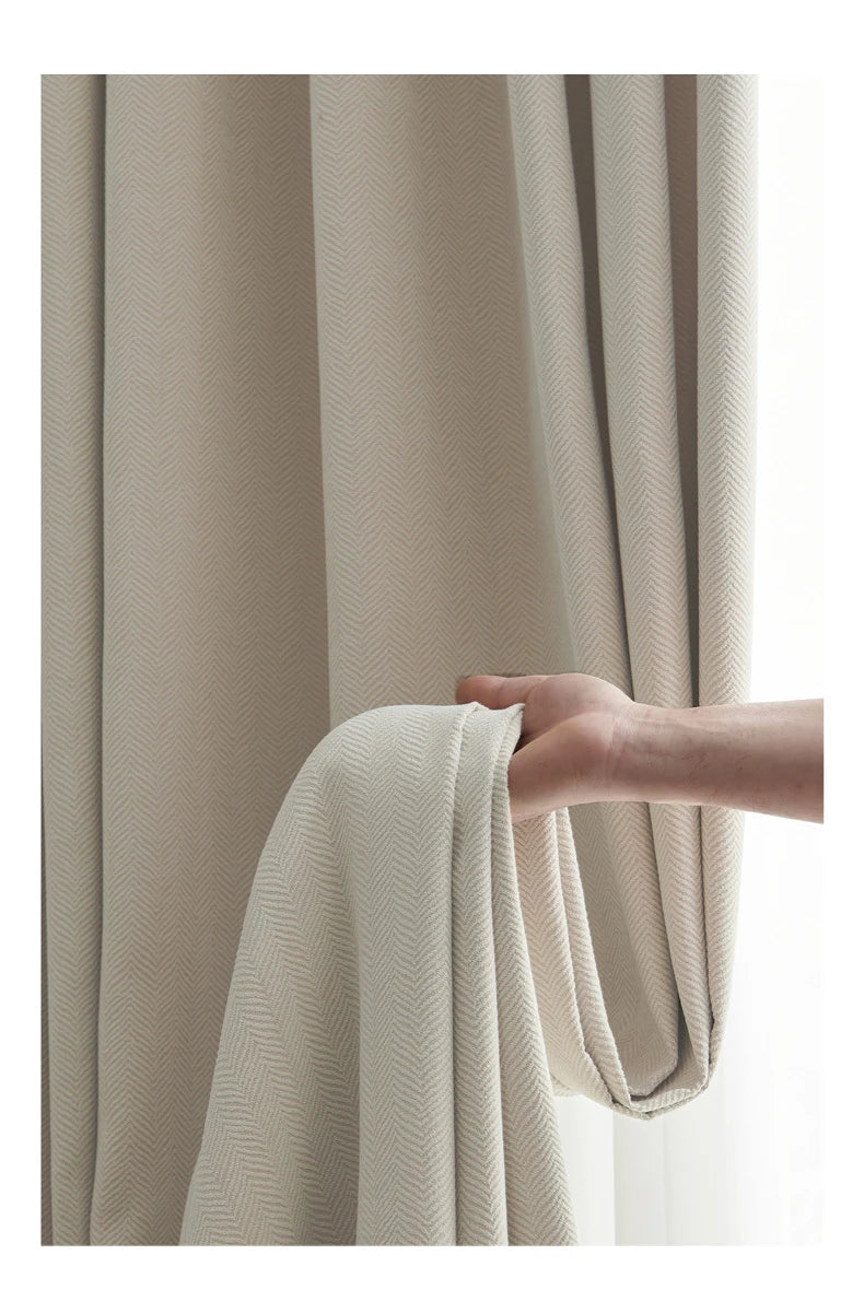 2024-New,Thickened, Blackout, Luxury, Cotton/Linen, Solid-Color Curtains