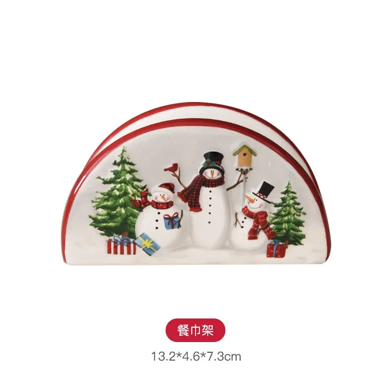 Christmas Snowman Plate & Various Serving Dishes/Teapot Set